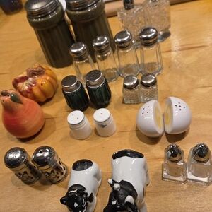 Assorted Ceramic & Glass Salt and Pepper Shakers - Mixed Colors